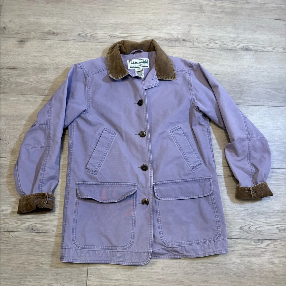 Vintage LL Bean Outdoor Flannel Lined Chore Coat Light Purple XS - Picture 1 of 9